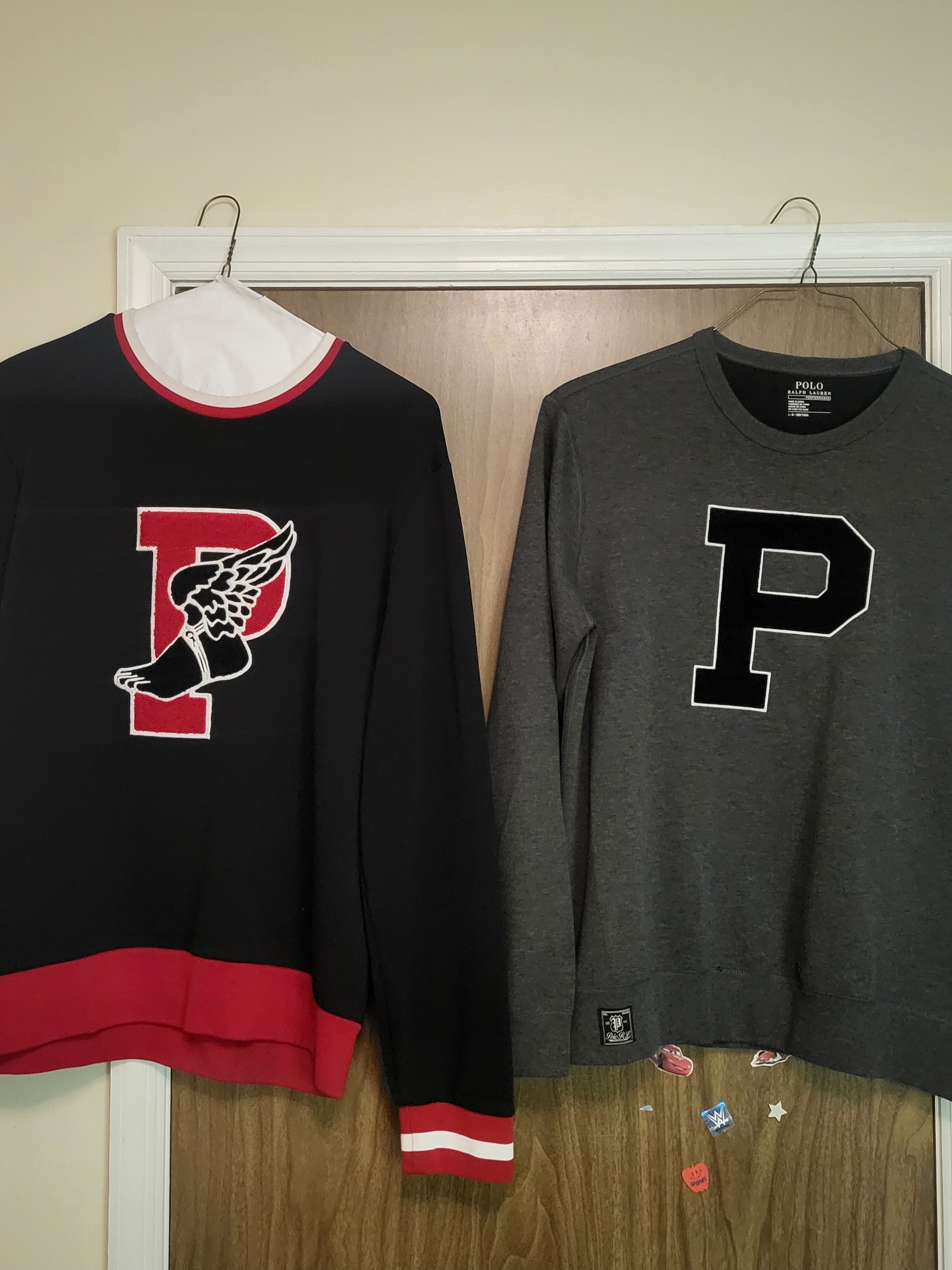Polo By Ralph Lauren Black & Red Crewneck Sweatshirt And Gray P Patch Sweatshirt